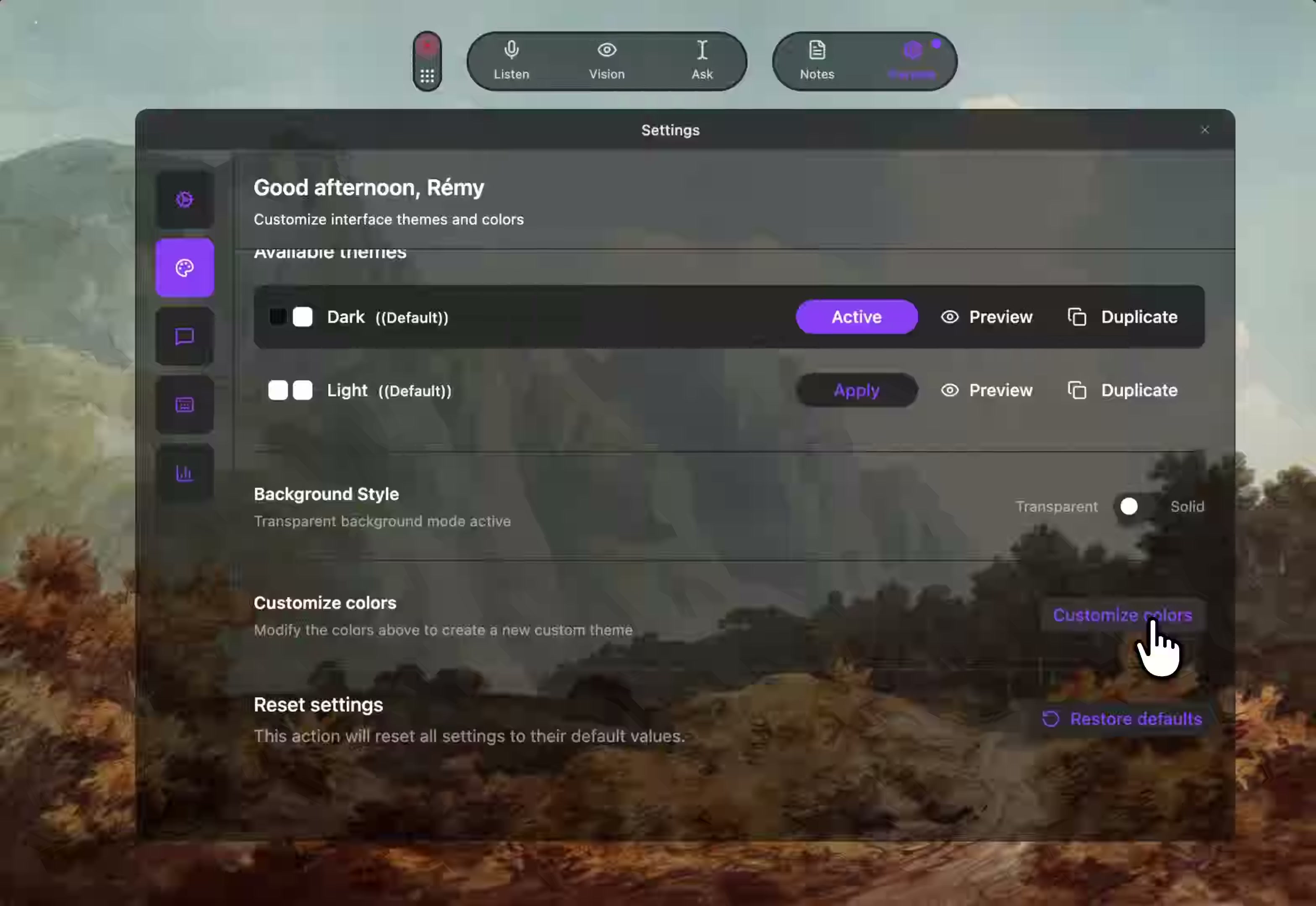 Themes & Colors